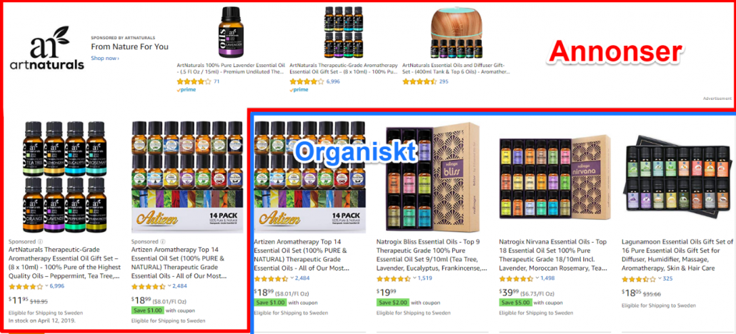 Amazon sökresultat