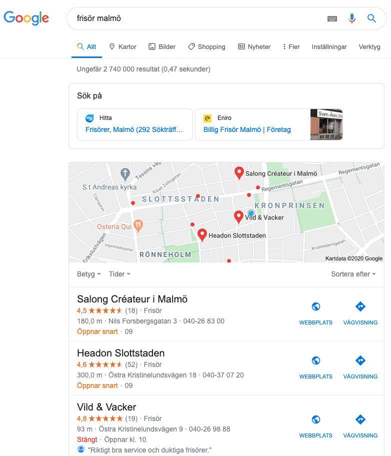 Digitala nyheter Google search
