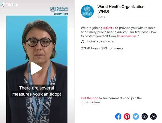Digitala nyheter WHO startar Tik Tok-konto