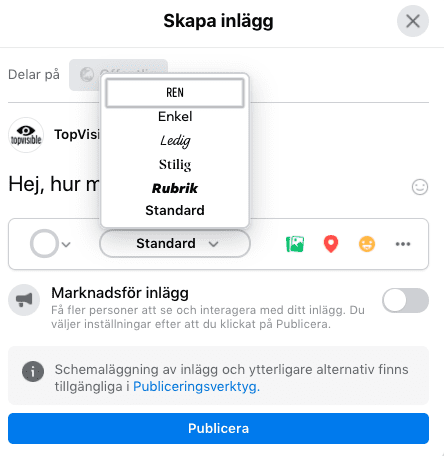 Byt font direkt i dina FB-inlägg