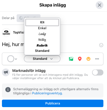 Byt font direkt i dina FB-inlägg