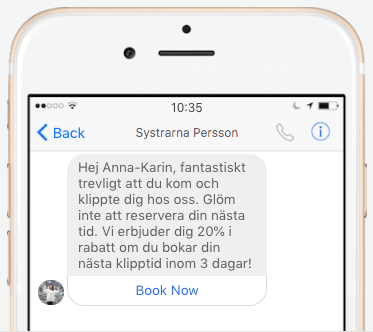Bokning via Facebooksida.