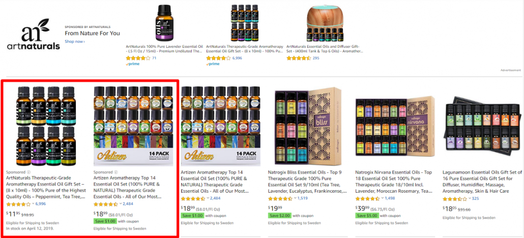 Amazon sponsrade produkter