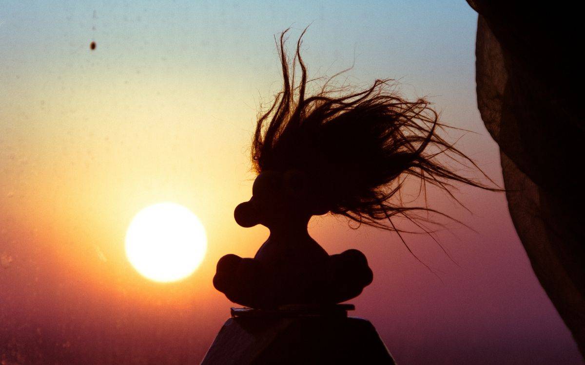 Digitala nyheter om internet-troll. Bild på ett troll i motljus.