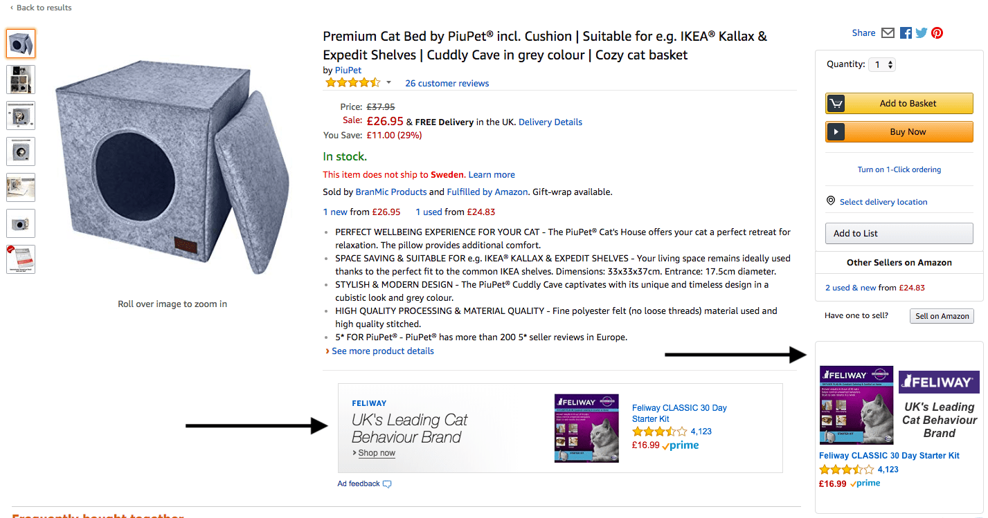 Annons på Amazon produktsida