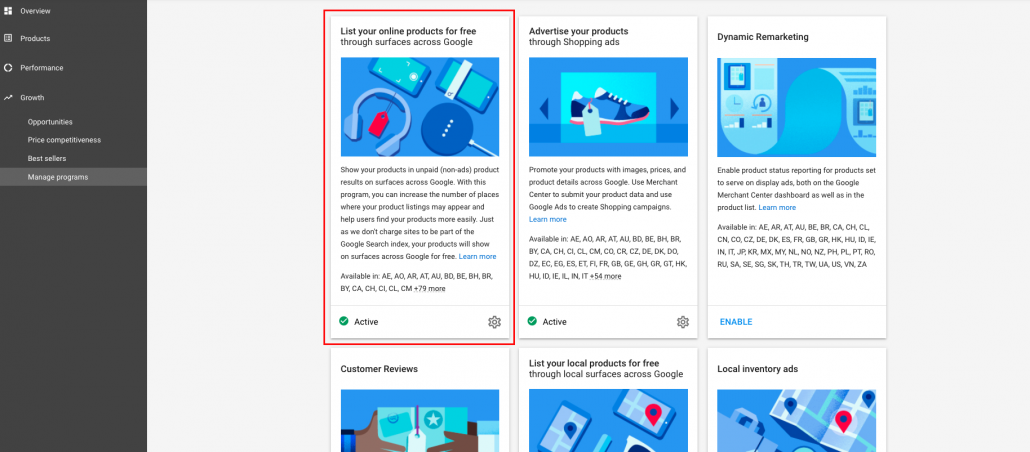 Aktivera Surfaces across Google